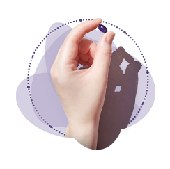 Rokā ir violeta tablete